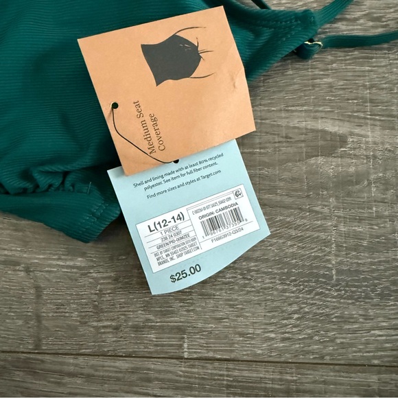 NWT Shade & Shore Side Tie Md Seat Coverage Open Back One Piece Swimsuit Sz L - Picture 5 of 6